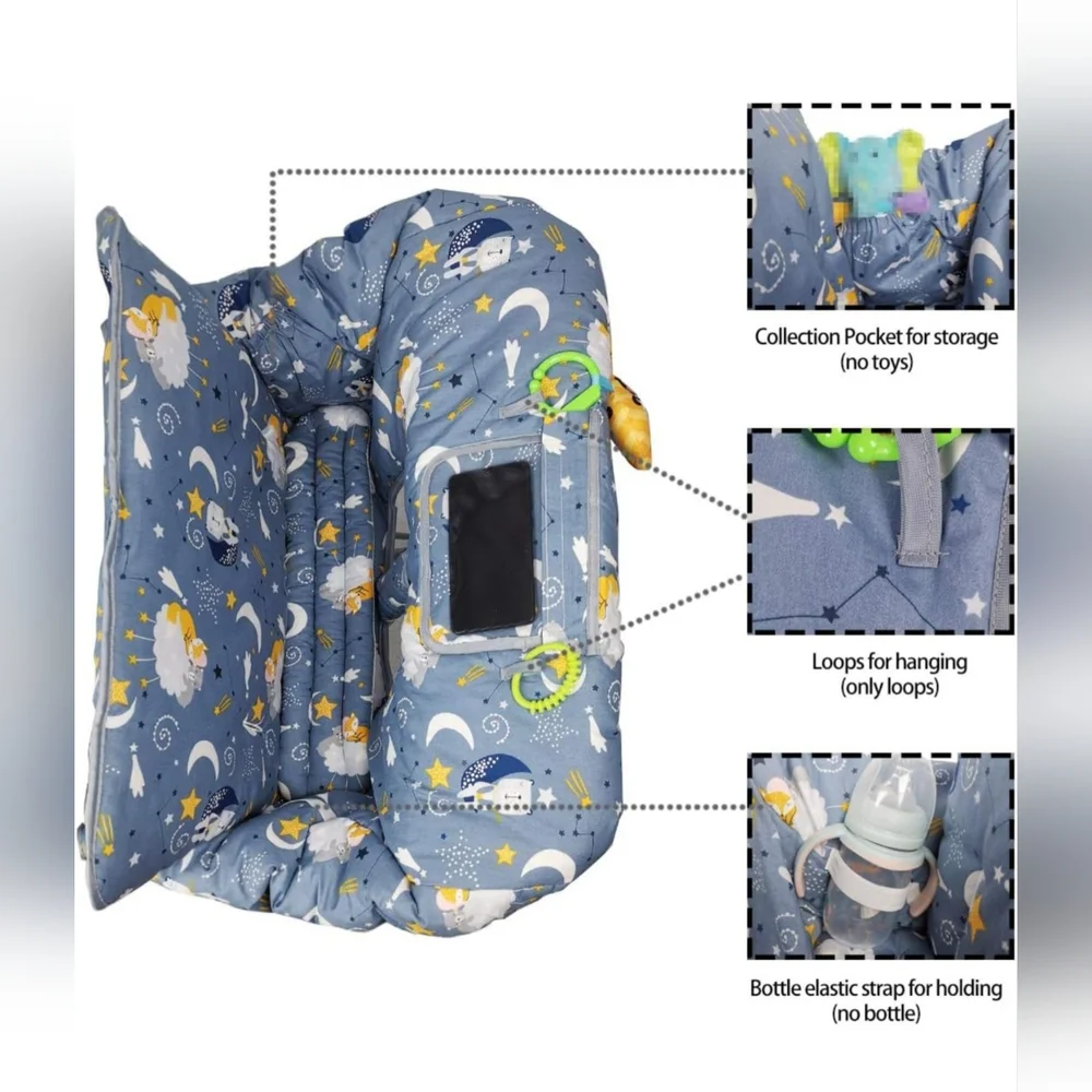 Padded Cover For Shopping Carts Or Highchairs By ICOPUCA In Blue Fox Sky Pattern - Picture 5 of 7